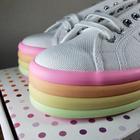SUPERGA 2790 Candy Sneaker in Hot Pink Multi 6/36 Rainbow‎ Platform Shoes - Picture 3 of 14